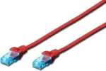 Digitus CAT 5e U-UTP | Patch cord | PVC AWG 26/7 | Boots with kink protection, strain relief and latch protection | Red | 0.5 m | Modular RJ45 (8/8) plug