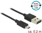 DELOCK Kabel EASY-USB 2.0 Typ-A Stecker > EASY-USB 2.0 Typ Micro-B Stecker 0,2 m schwarz