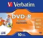 Toorikud VERBATIM 1x10 DVD-R 4,7GB 16x Speed, Jewel Case, printable