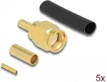DeLOCK RP-SMA Stecker zum Crimpen RG-174 / RG-316 mit passendem Schrumpfschlauch - 5 St&uuml;ck
