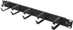 DELTACO 19 "cable handler, metal, 5 loops, 1U, black / 19-15