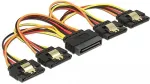 DeLOCK Kabel SATA 15 Pin Strom Stecker mit Einrastfunktion > SATA 15 Pin Strom Buchse 4 x gerade 15 cm