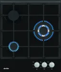 Pliidiplaat SIMFER | Hob | H4.305.HGSSP | Gas on glass | Number of burners/cooking zones 3 | Rotary knobs | Black