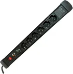 M-CAB SOCKET STRIP 6S PVC 1.5M 2U BK SURGE AND OVERLOAD PROTECTION