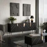 Cama MEBLE Cama 4D MOUNTAIN chest of drawers 204x40x72 black + gold