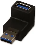 Lindy USB3.0 90 Degree Down Type A Male to A Female Right Angle Adapter - USB-Adapter - 9-polig USB Typ A (M) - 9-polig USB Typ B (W) (USB3.0) - 90-Grad-Anschluss - Schwarz (71260)