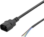 DELTACO C14 to open ended power cord, 2m, IEC C14, 10A, black