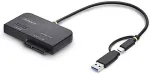 StarTech.com USB-C/USB-A to M.2 NVMe and 2.5in/3.5in SATA Adapter, 10Gbps, Tool-Free External SSD Hard Drive Reader, B+M/M-Key