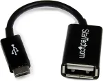 StarTech.com UUSBOTG, USB Micro-B, USB A, Male/Female, Black, Aluminium, PVC, 0.1015