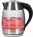 SALENTE StripeGlass, electric kettle 1.8 l, stainless steel/glass, red backlight