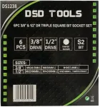 DSDTOOLS 3/8" IR 1/2" 12-kantv&otilde;tmeotsikute komplekt, 6 tk DS1238