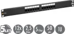 Solarix 19" patch panel 12 x RJ45 CAT5E UTP 150 MHz black 1U SX12-5E-UTP-BK