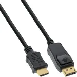 INLINE - Video- / Audiokabel - DisplayPort / HDMI - DisplayPort (M) bis HDMI (M) - 1,5m - Schwarz - 4K Unterst&uuml;tzung (17184)