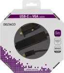 DELTACO USB-C - VGA, QWXGA 2048x1152 60Hz, 5m, DP 1.2 Alt Mode, must