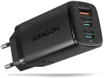 AXAGON GaN wallcharger <240V / 3x port (USB + dual USB-C), PD3.0/QC4+/PPS/Apple. 65W total power.