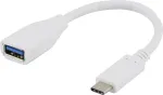 DELTACO USB-adapter, USB 3.1 C-t&uuml;&uuml;pi mees - A-t&uuml;&uuml;pi emane, Gen 1, valge