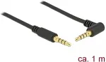 DELOCK Klinkenkabel 3,5 mm 4 Pin Stecker > Stecker gewinkelt 1 m schwarz