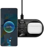 BASEUS Juhtmevaba laadija digitaalne LED-ekraaniga, kahepoolse laadimisalusega, Type-C kaabliga, 20W, Black (WXSX010101)