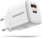 AXAGON ACU-PQ33W, GaN wall charger 33W, USB-A + USB-C, PD3.0/PPS/QC4+/SFC2.0/Apple, white