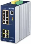 Planet Industrial 8-Port GE PoE+ 2*1G SFP+ 2*2,5G SFP - 8-Port Managed L2+ Gigabit Ethernet (10/100/1000) Power over Ethernet (PoE) Aluminium, Blue