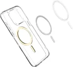 Spigen Kaitse&uuml;mbris Ultra Hybrid MagFit, Apple iPhone 15 Pro, l&auml;bipaistev kuldse MagSafe ringiga,
