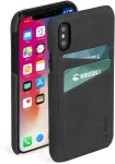 Krusell Kaitse&uuml;mbris kahe kaarditaskuga Sunne, Apple iPhone Xs Max, naturaalsest nahast, must,
