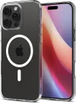 SPIGEN Kaitse&uuml;mbris Liquid Crystal (MagFit), Apple iPhone 16 Pro Max, l&auml;bipaistev valge MagSafe ringiga,