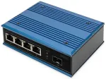 Digitus Switch Ind. 4-Port 10/100 30W PoE Unmanaged blau