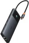 BASEUS USB-C Hub Dual Display, 1 x USB-A 3.0 - 2 x USB-A - 2 x USB-C - 2 x HDMI - 1 x RJ45 - 1 x SD - 1 x microSD, Black B00061800123-01