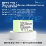 Extralink Roomba | Battery, rechargeable battery for vacuum cleaner | E5 E6 I7 14.4V 2600mAh