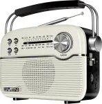 SVEN Speaker SRP-500, white (3W, Bluetooth, FM/AM/SW, USB, microSD, AUX, battery)