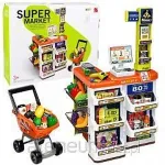 No name Duży Supermarket Kasa Sklepowa W&oacute;zek Skaner Akcesoria Światła Dźwięki 60el.