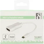 DELTACO USB 3.1 for DisplayPort adapter, USB Type C male - DisplayPort 19 pin female, 4K, UltraHD, white / USBC-DP1