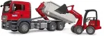 BRUDER MAN TGS LKW mit Abrollcontainer und Schffer Hoflader