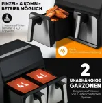 Frit&uuml;&uuml;r Proficook double hot air fryer PC-FR 1287 H (stainless steel/black, 2,200 watts, 2 baskets of 4 liters each)