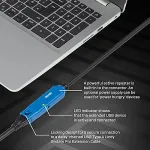 Lindy USB-kaabel USB-C - USB-A 8 m Black-blue (43381)