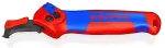 KNIPEX stripping knife 16 50 145 SB, stripping/stripping tool (red/blue, with ratchet function)