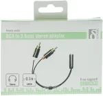 DELTACO Adapter 3.5mm F - 2xRCA M,0.1m,must painduv / AUD-204