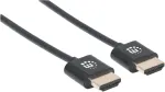 Manhattan HDMI-Kabel ultrad&uuml;nn mit Ethernet 0.5m. schwarz