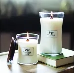 WoodWick White Teak wax candle Cylinder Cedarwood, Oak wood, Oakmoss, Sandalwood 1 pc(s)