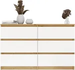 TOP E SHOP M6 MALWA CHEST OF DRAWERS 120 CM 6 DRAWERS OAK ARTISAN/WHITE