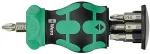 WERA Kraftform Kompakt Stubby Magazine RA 4, bit set black/green, 6-piece, 1/4", with ratchet function
