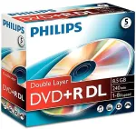 Toorikud PHILIPS 1x5 DVD+R 8,5GB DL 8x JC