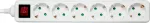 DELTACO Outlet , 6xCEE 7/3 1xCEE 7/7 switch 3m white / GT-0654