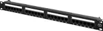 DELTACO 19 "patch panel, 24xRJ45, Cat6, UTP, 1U, 10Gbps, crown terminals, metal, black / PAN-112