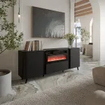 Cama MEBLE Cama Volare chest of drawers 200 x 39 x 75 cm black + fireplace