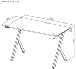 Nano RS NanoRS gaming desk, black with headphone and cup holder, RGB backlight, max. 75kg, dimensions 1200x600x750mm, RS102