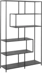 Home4you Riiul SEAFORD 114x35xH185cm, must, riiulid: must saare melamiin, raam: must metall