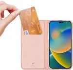 Dux Ducis Kaitse&uuml;mbris kaanega Skin Pro, Apple iPhone 15, roosakuldne,