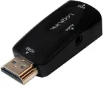 LogiLink HDMI Adapter A/M zu VGA/F + 3,5 mm/W, 1080p, schw.